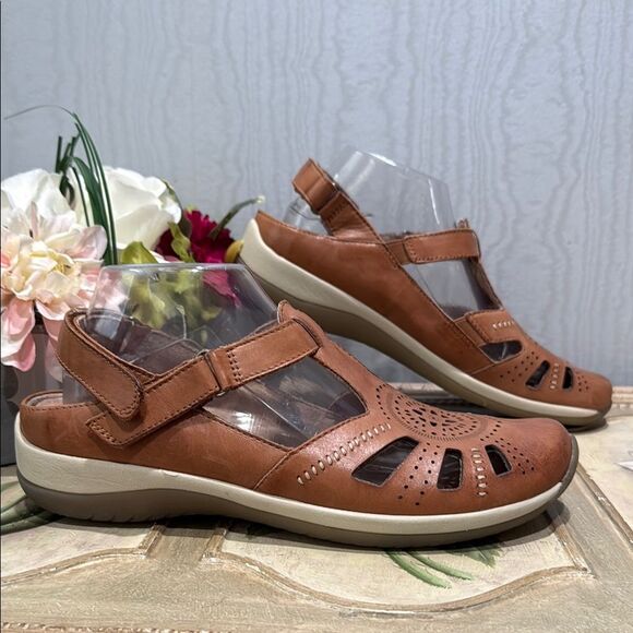 Earth Origins Kara Curie Closed Toe Leather Sandals Brown Women’s Sz 10 - Picture 1 of 13